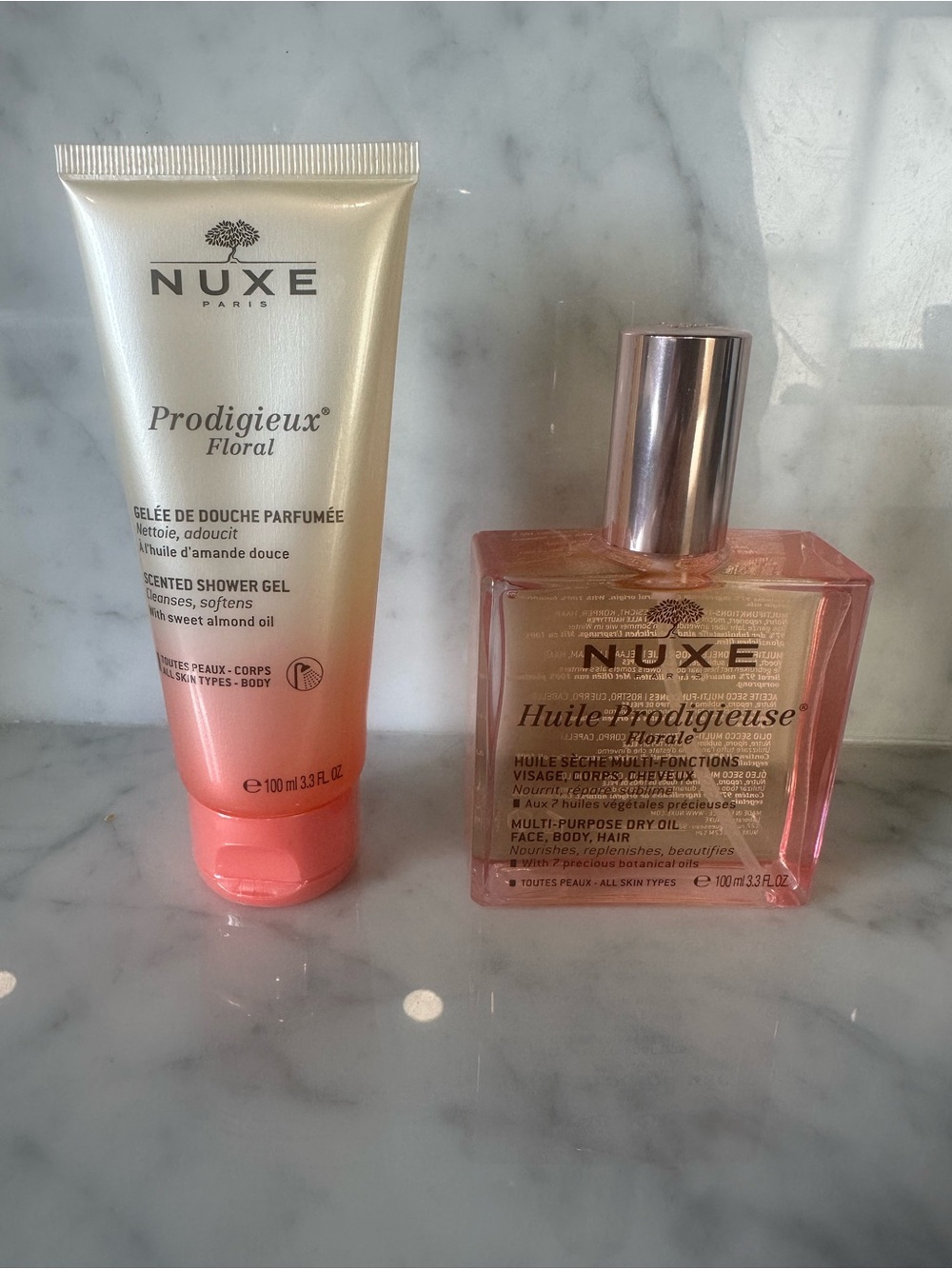 NUXE Prodigieux Floral Shower Gel & Multi-Purpose Dry Oil - Pink, Gold